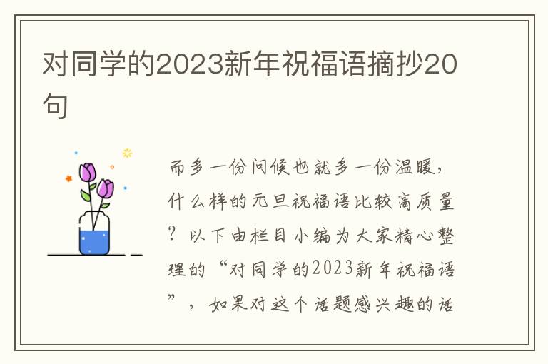 对同学的2023新年祝福语摘抄20句