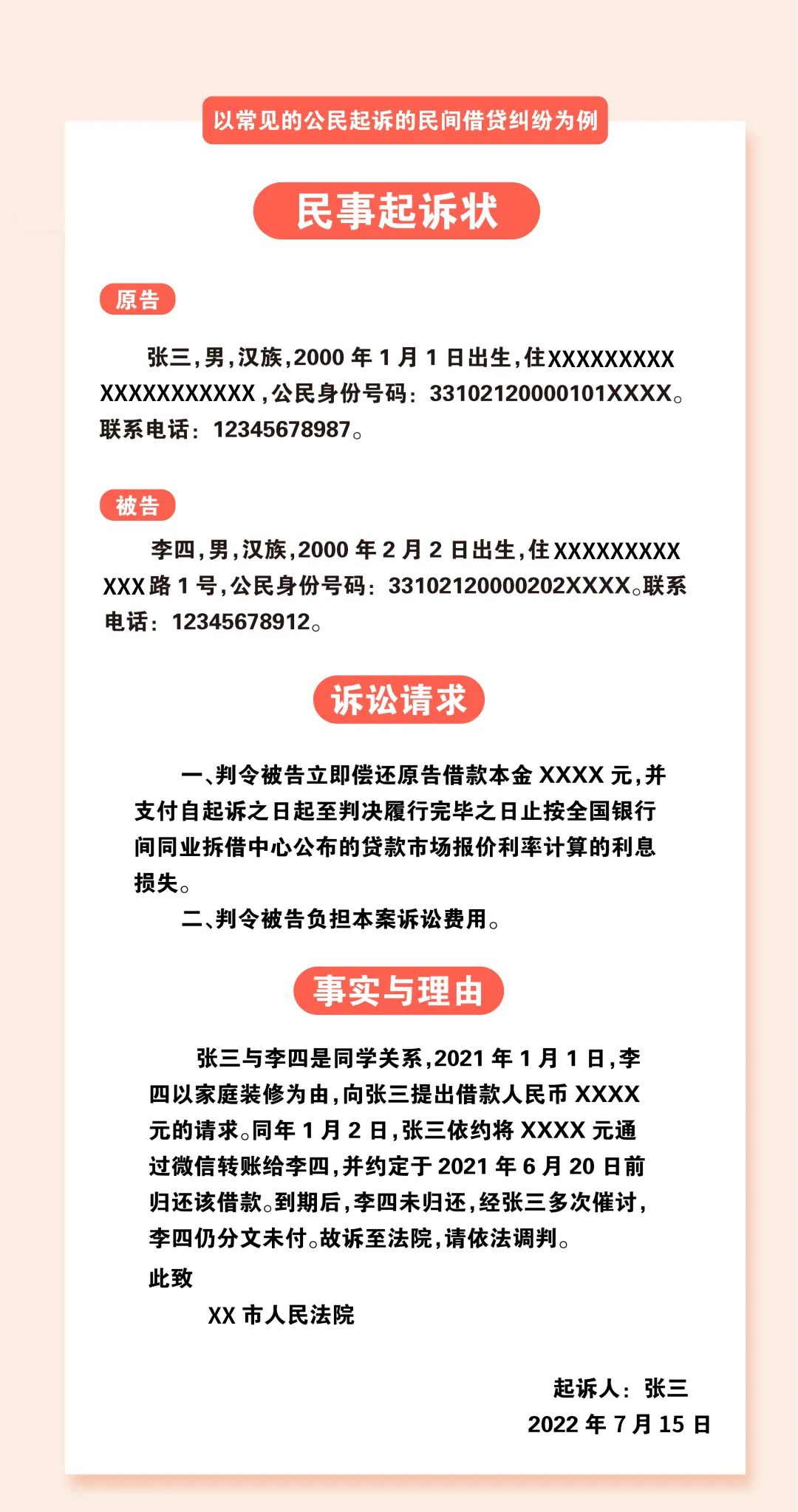 借貸糾紛民事起訴狀范文_民間借貸糾紛起訴書模板_起訴借貸糾紛民間模板書怎么寫