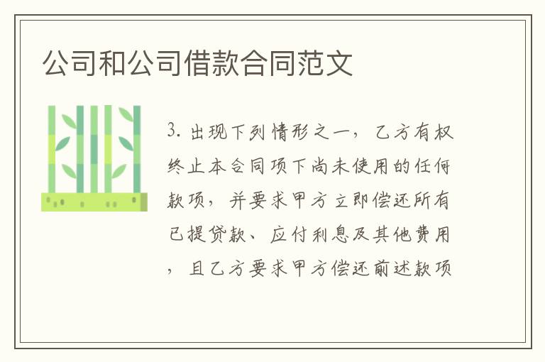 公司和公司借款合同范文